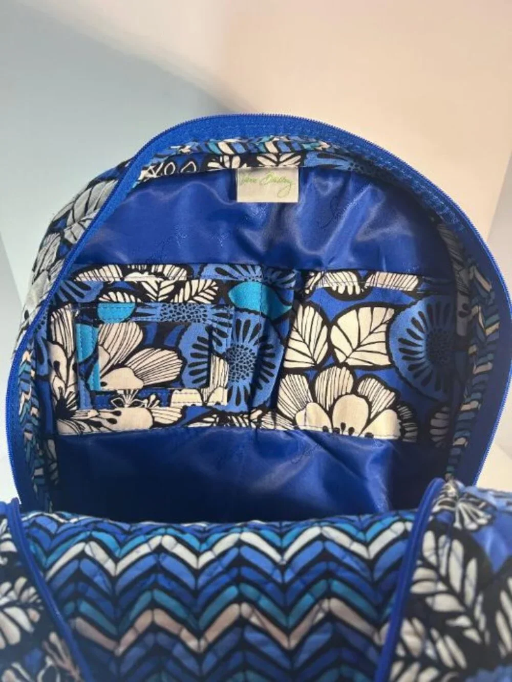 Vera Bradley Campus Backpack Blue Bayou Floral Pattern